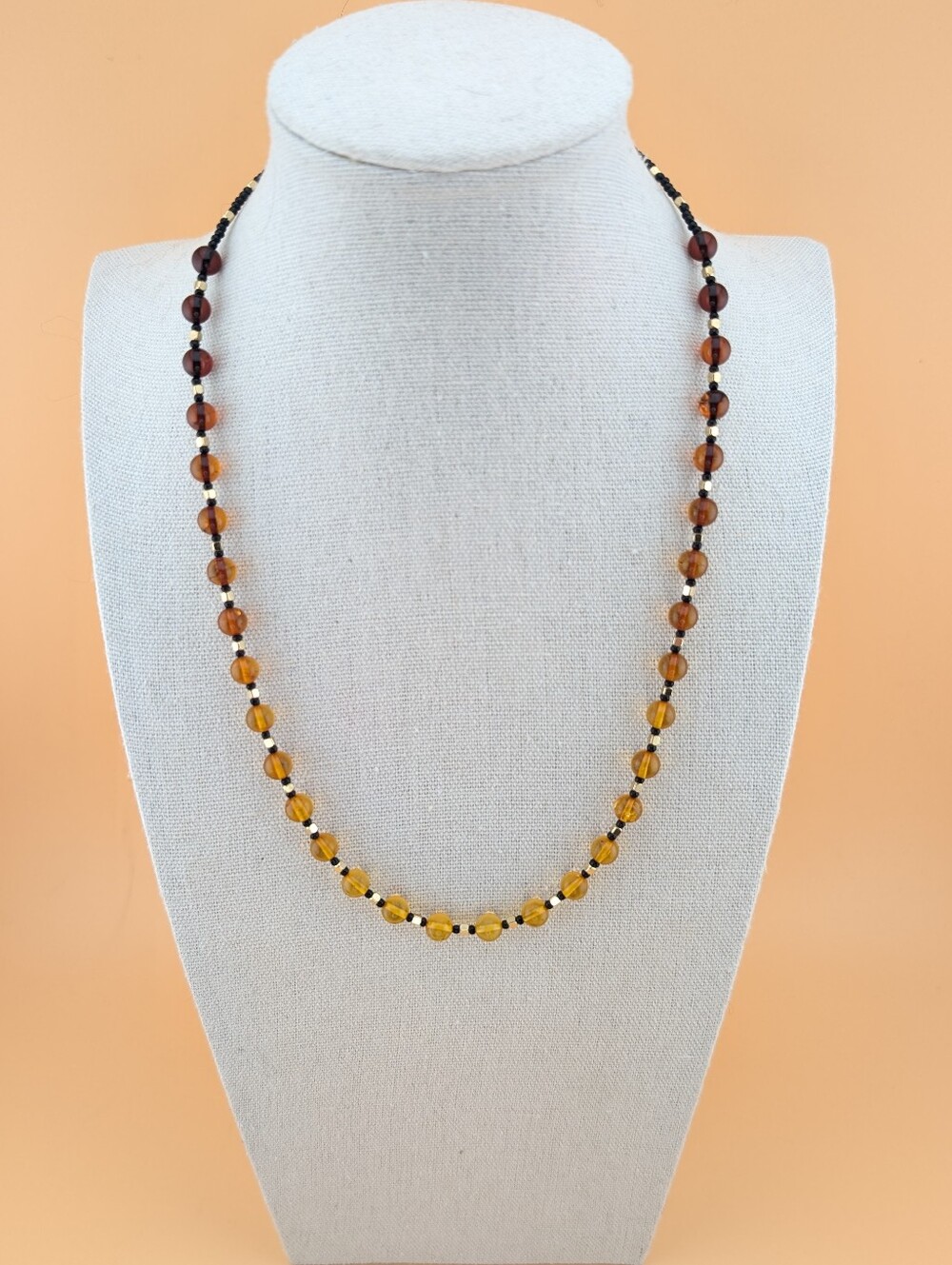 Ombre Amber & Gold Plated Bead Necklace